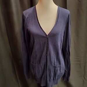 Maurice Blue Cotton Poly Cardigan SZ XL